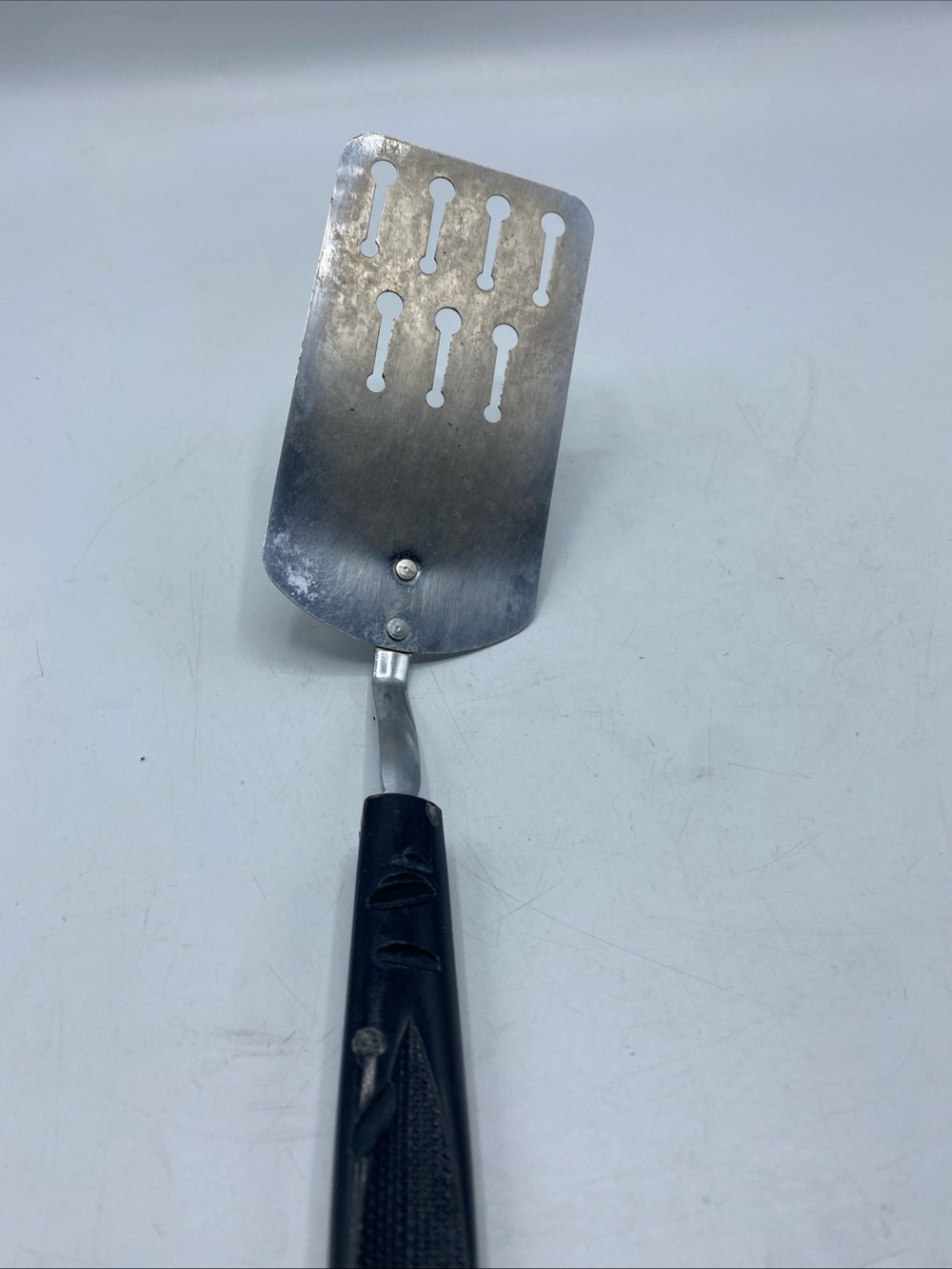 Vintage Ekco Short Keyhole Slotted Spatula Turner Black Nylon Handle 9-1/2" USA